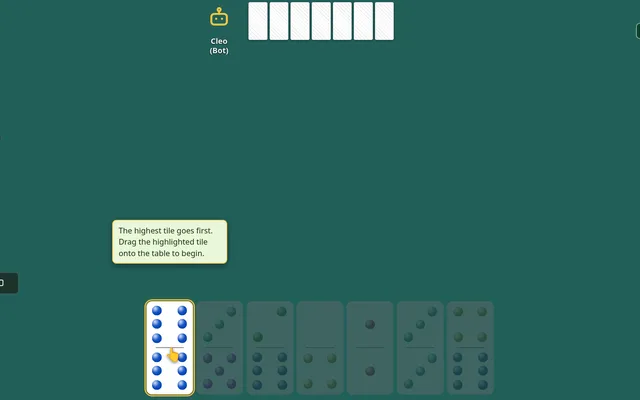Dominoes table with a row of tiles