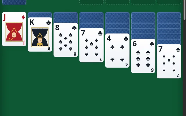 Solitaire layout with seven columns of cards